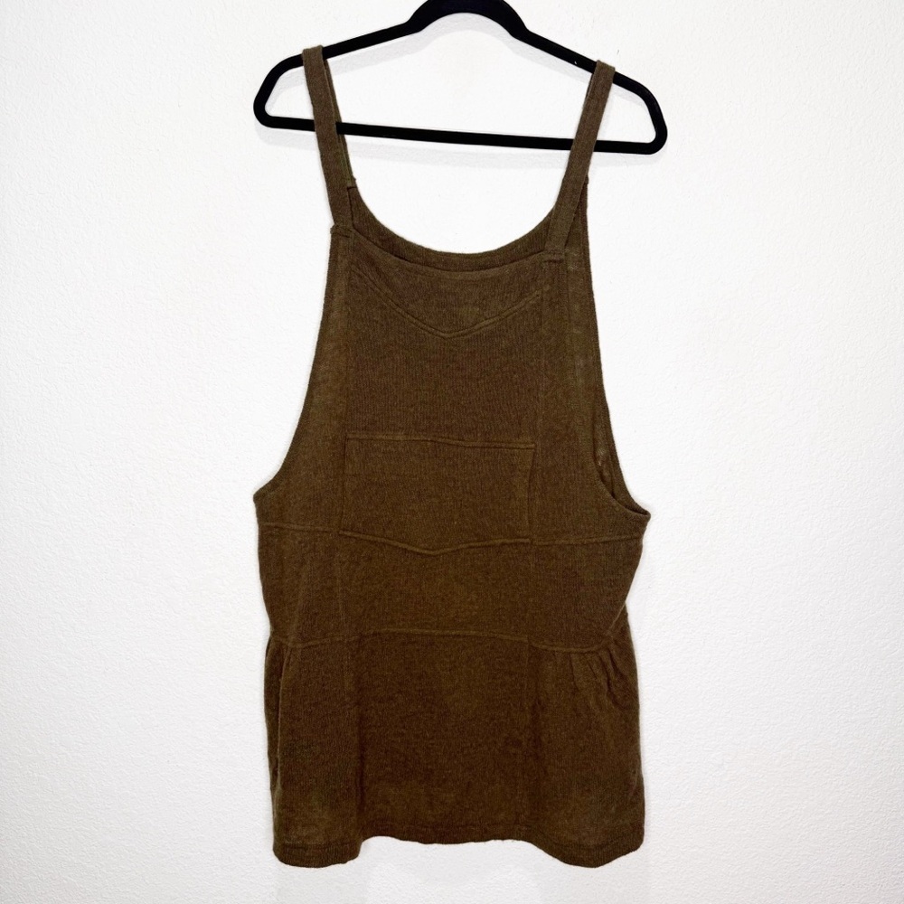 Free People 100% Lambs Wool Brown Mini Dress Jumper Pinafore Layering